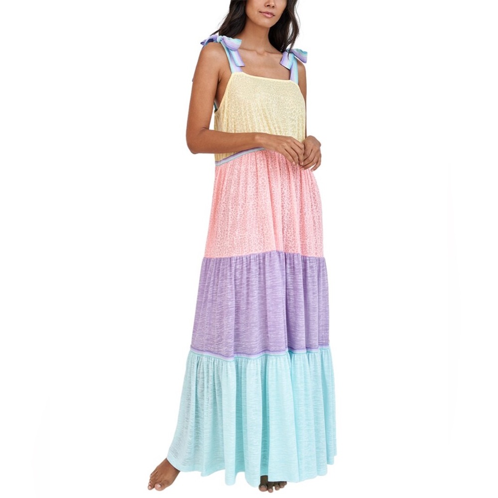 Pitusa Rainbow Tiered Maxi Dress